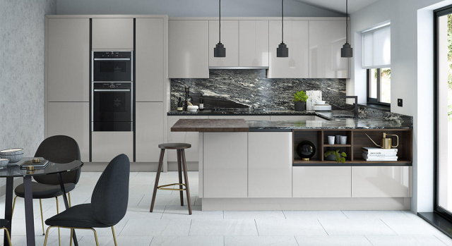 Dove grey handleless kitchen discount