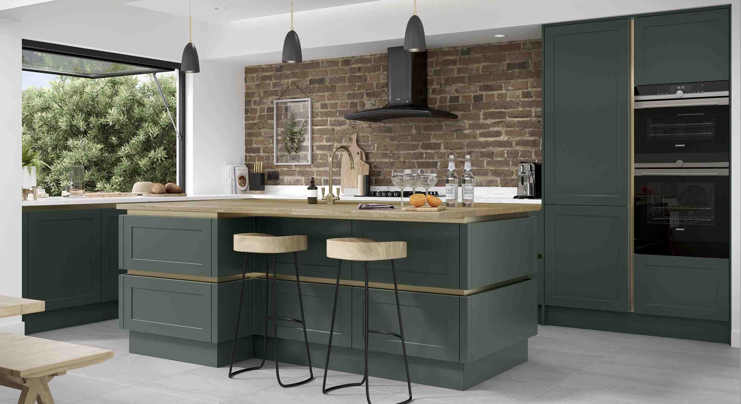 the simplistic, understated style of the clifden range offers ultimate versatility when it comes to devising the perfect kitchen space. its widespread appeal means it sits right at home in a country setting and fuses perfectly with contemporary elements such as the glazed patio doors and modern integrated seating area, resulting in a flawless, functional space.