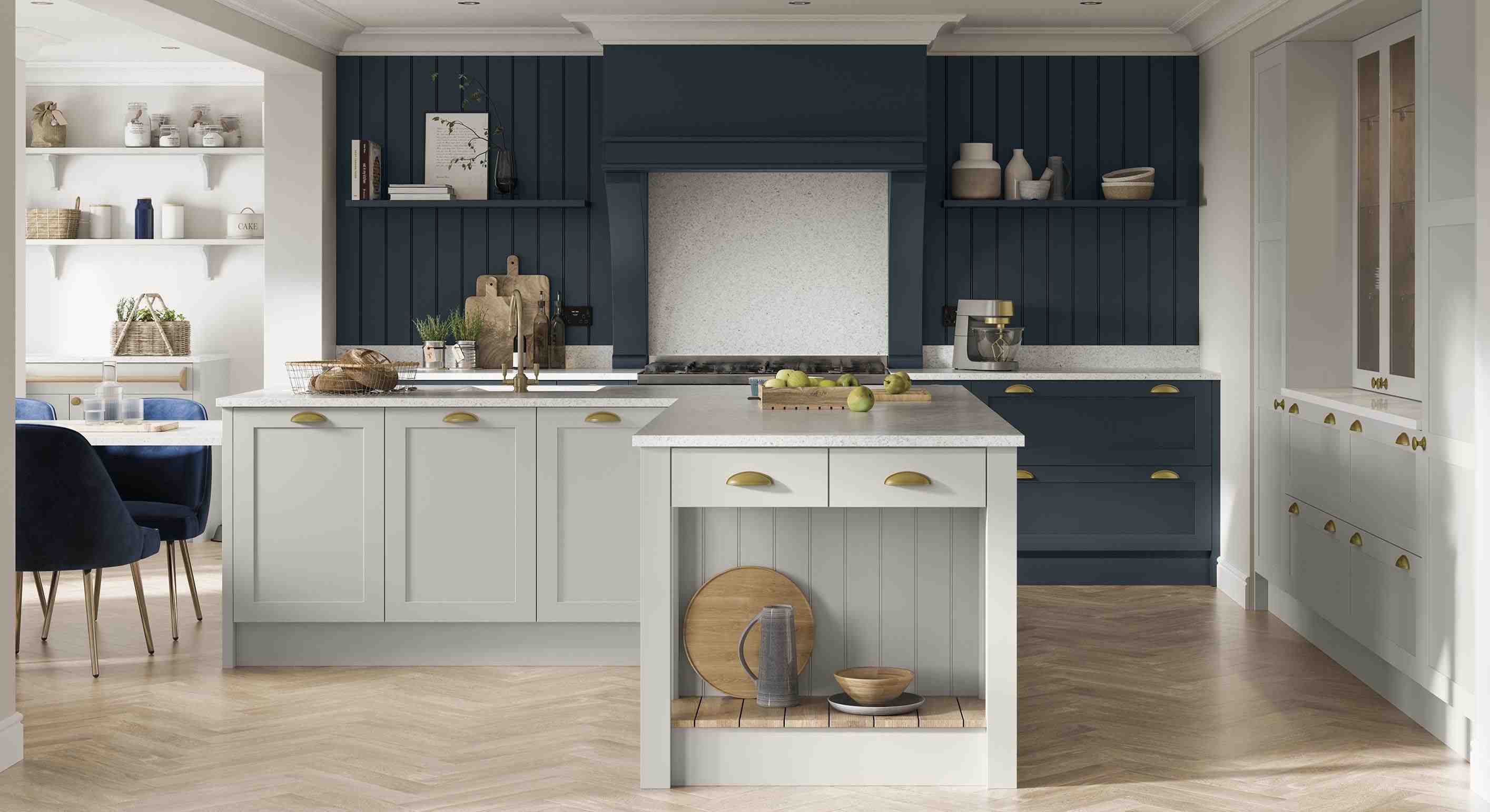 the simplistic, understated style of the clifden range offers ultimate versatility when it comes to devising the perfect kitchen space. its widespread appeal means it sits right at home in a country setting and fuses perfectly with contemporary elements such as the glazed patio doors and modern integrated seating area, resulting in a flawless, functional space.